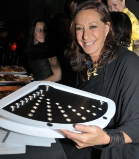 Donna Karan receives an innovative menorah from Bezalel