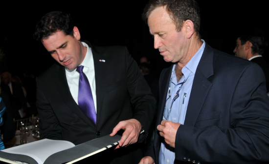 Ilan Greenfield of Geffen Publishing presents new Holocaust book, And Every Single One Was Someone, to Ambassador Ron Dermer