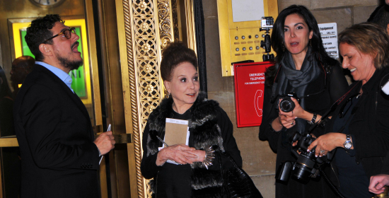 Cindy Adams, New York Post gossip columnist, awaits celebrity arrivals