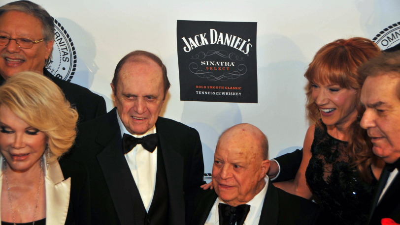 Everyone wants a piece of Don Rickles including (l-r) jazz trumpeter Arturo Sandoval, Joan Rivers, Bob Newhart, Kathy Griffin and Freddie Roman