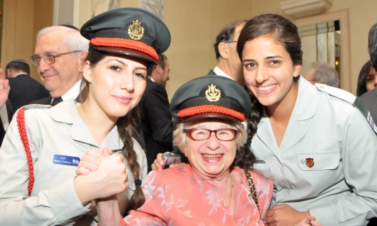 Dr. Ruth Westheimer with IDF band members Hadas and Danielle
