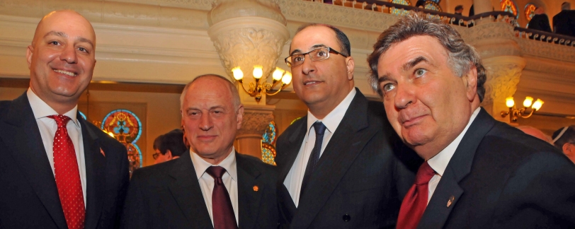 Turkish Consul General M. Levent Bilgen, Conference of Presidents executive vice chairman Malcolm Hoenlein, Israeli Consul General Ido Aharoni and Rabbi Joseph Potasnik, executive vice president of the New York Board of Rabbis