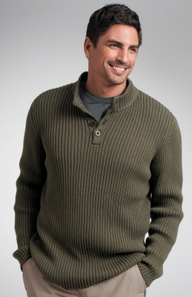 EVEREST BUTTON MOCK SWEATER