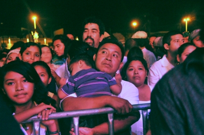 The people of Tulum throng the central plaza for a jazz concert