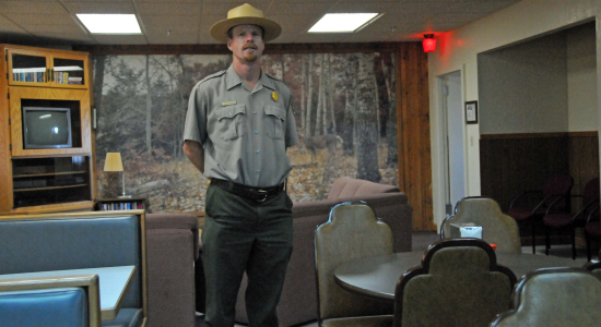 Chris Wilkinson in the underground dining area