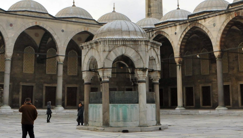 Ablutions Fountain in courtyard is just for show, no longer used for ritual washing